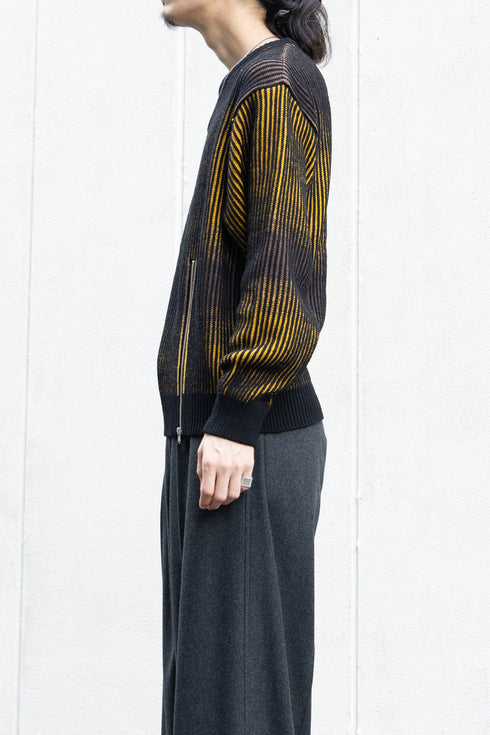 【TAUPE】"GRADATION ZIP CREW KNIT"